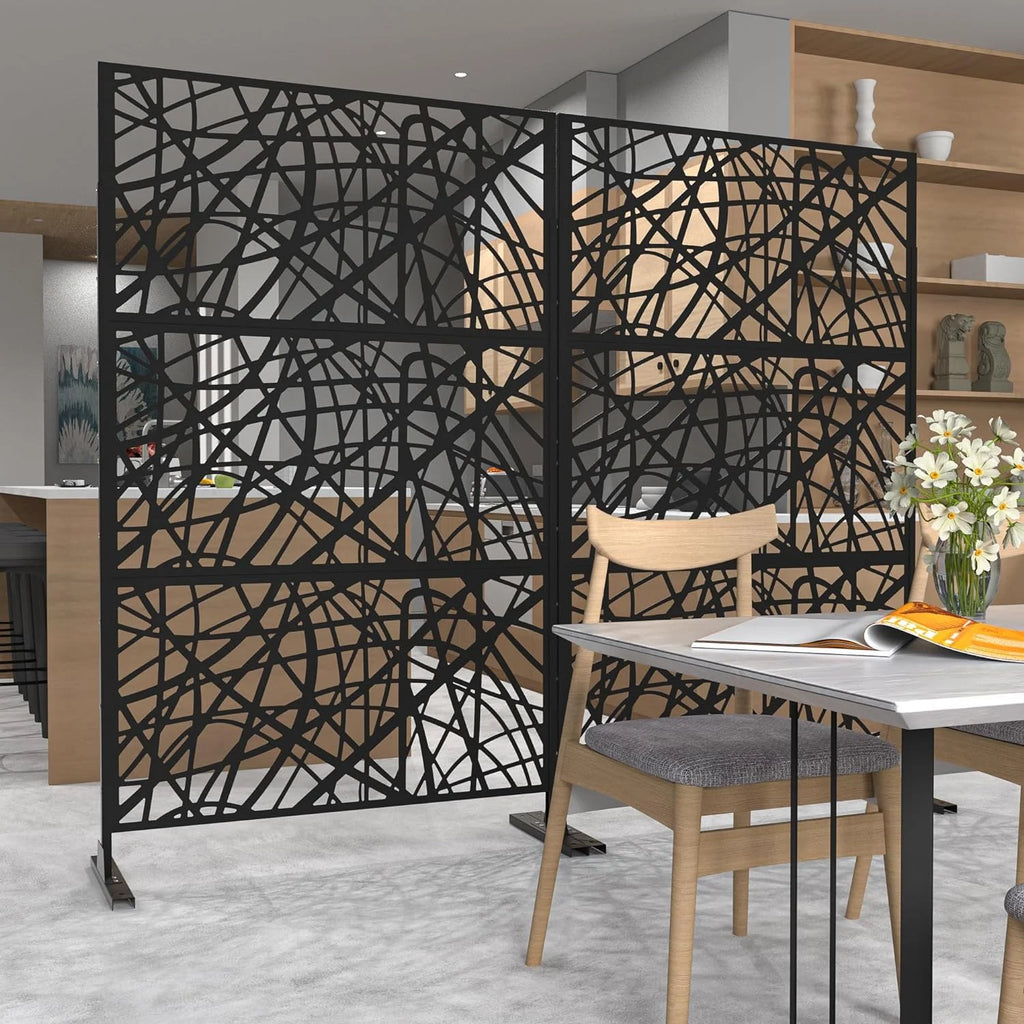 Black Metal Privacy Screen Panel with Stand Z23618