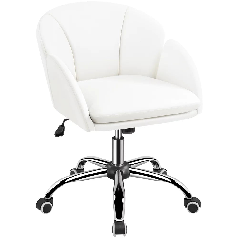 White Swivel Rolling Desk Chair with Armrests X209