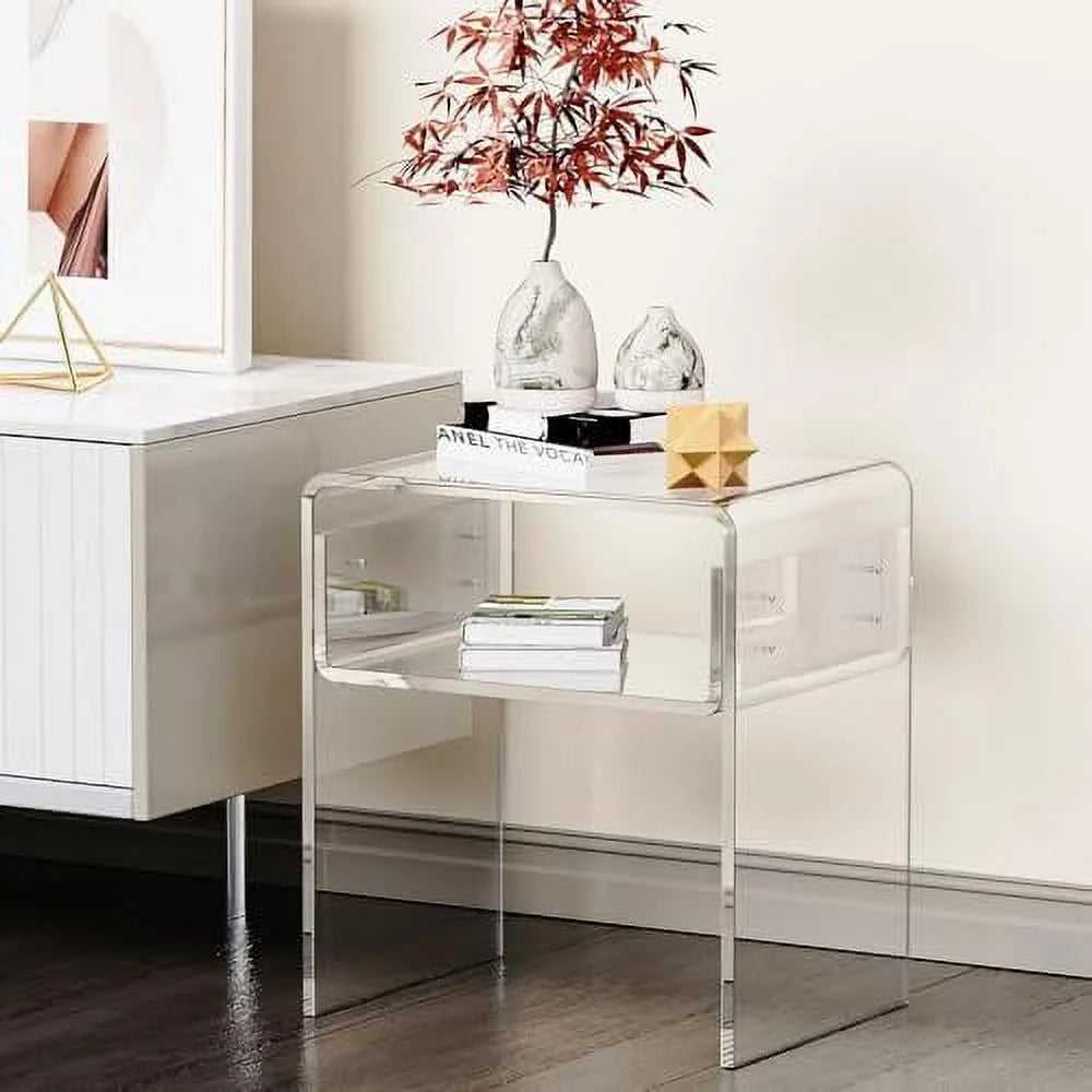 Acrylic Side Table 16" L x 12" W x 18" H Clear Small End Table U934354