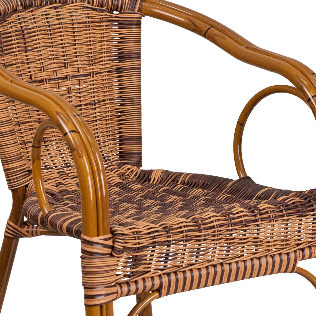 Brown Rattan Patio Chair with Dark Red Frame G4901