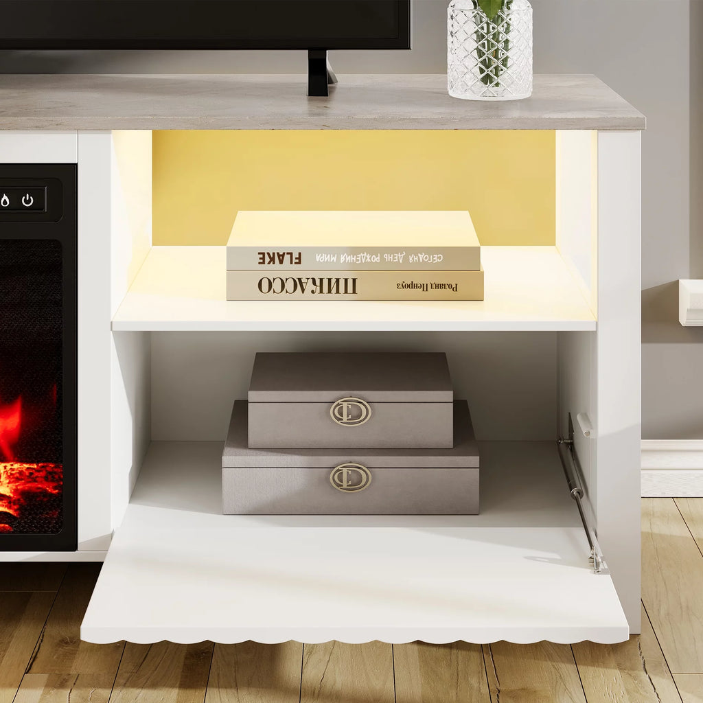 White Electric Fireplace TV Stand up to 80 Inch P5410