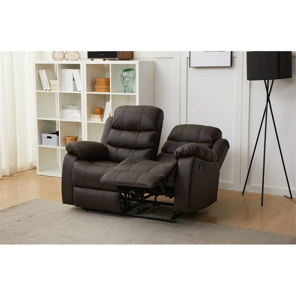 Brown Faux Leather Loveseat X32434