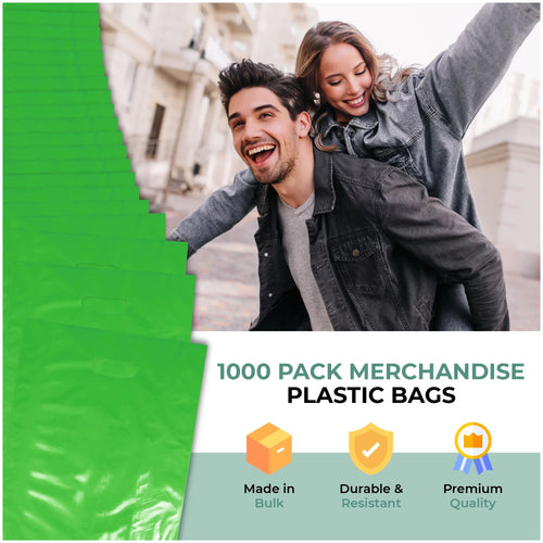 1000 Pack 9" x 12" 1.25 mil Green Glossy Plastic Retail Bags Z562