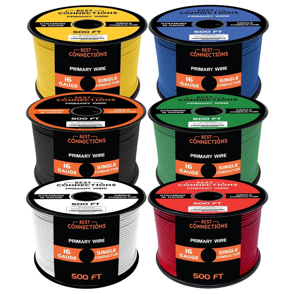 16 Gauge Automotive Primary Wire 6 Color Bundle Set H269456