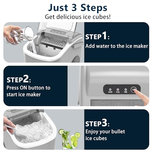 Countertop Portable Ice Maker with Self-Cleaning, 26.5lbs/24Hrs, 9 Bullet Ice Cubes V14559