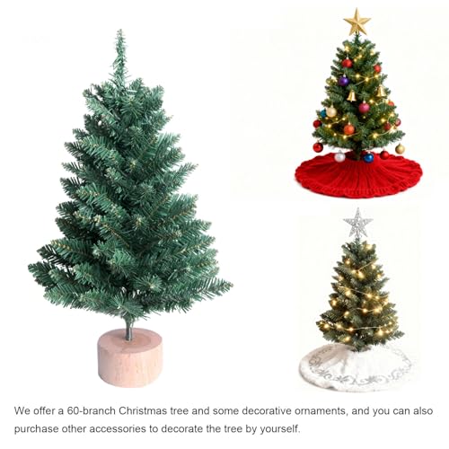 24 Inch Artificial Christmas Tree with LED Lights and Ornaments T21419