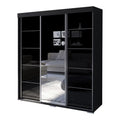 Black 3-door Wardrobe Armoire with Mirror H6378