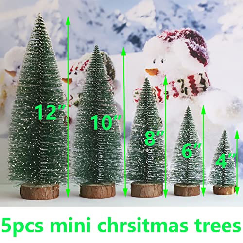 Mini Christmas Trees with Snow and Wooden Base N381