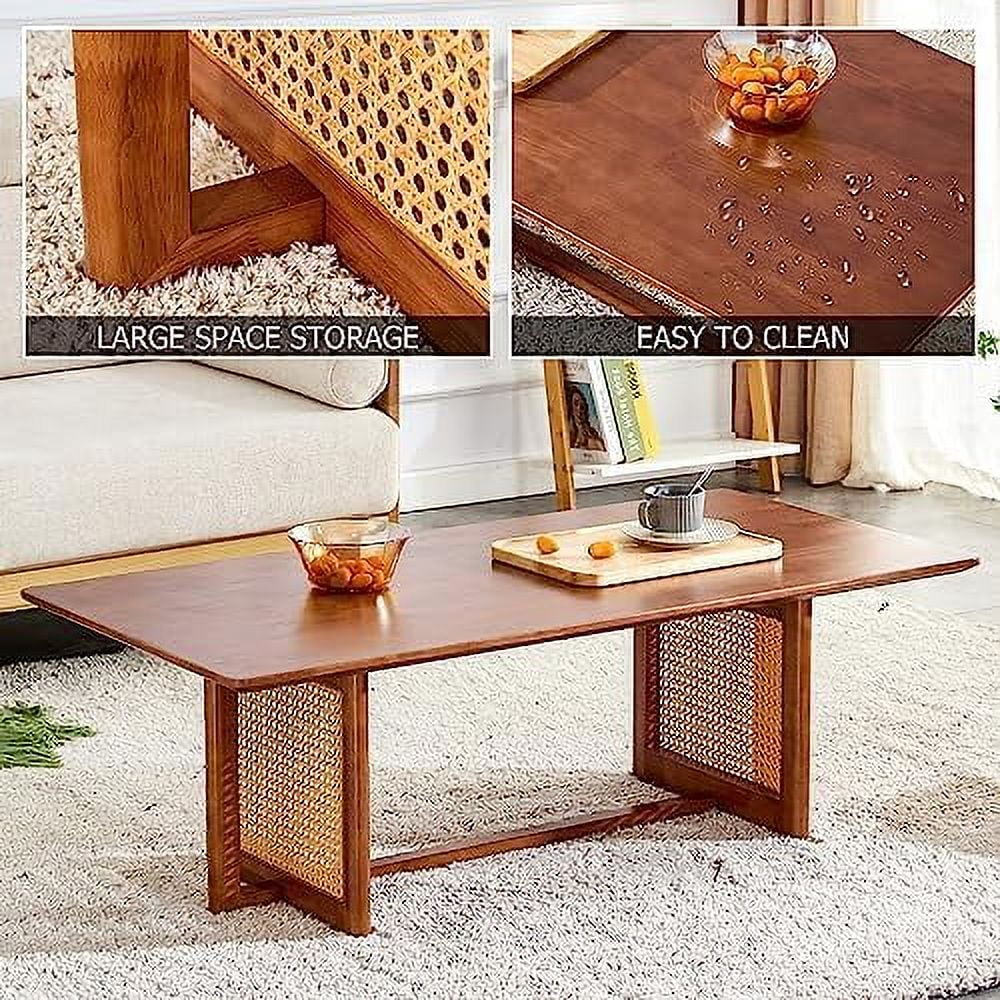 Rectangle Rustic Wood Coffee Table with Metal Legs P669227