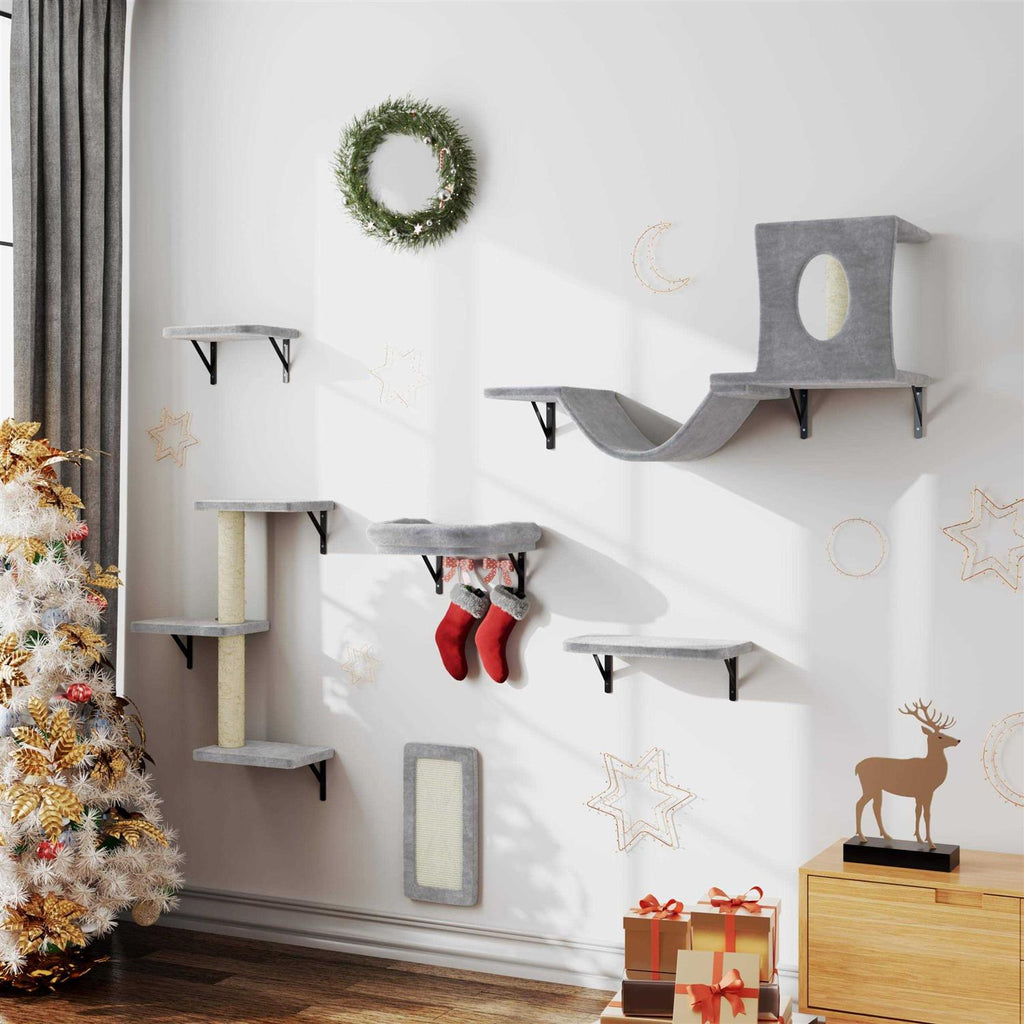 6 Pcs Wall-Mounted Cat Shelves O191803