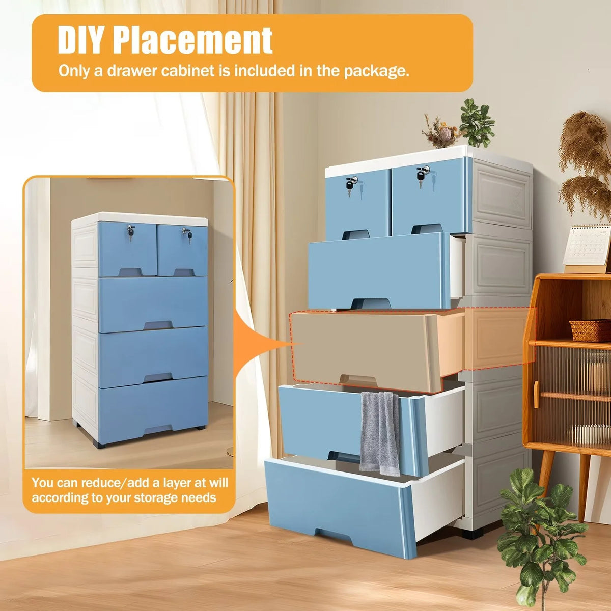 6 Drawer Dresser with 4 Wheels F140