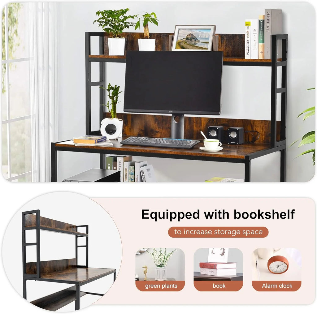 48" Computer Desk with Bookshelf & CPU Stand S606919