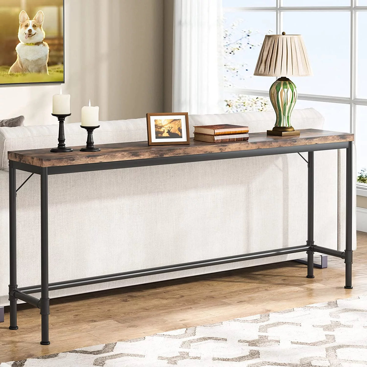Rustic Brown Narrow Console Table X4975