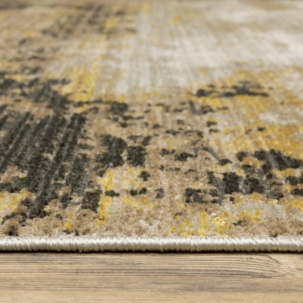 Abstract Gold Black Area Rug 2'3" x 7'6" P2936