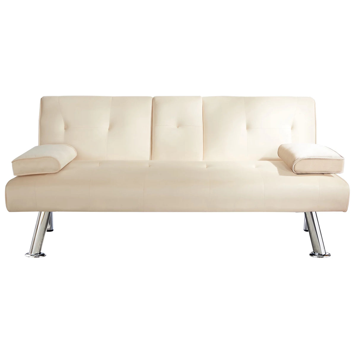 65" Upholstered Folding Futon Sofa Bed Convertible Couch V28091