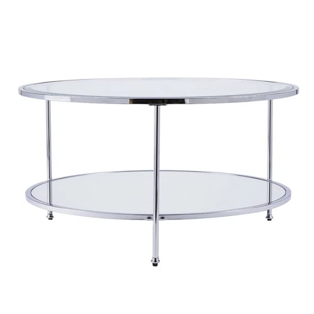 Mirrored Glass Round Coffee Table Set N929186