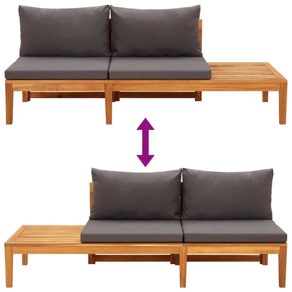 4 Piece Dark Gray Cushioned Acacia Wood Patio Lounge Set Q30486