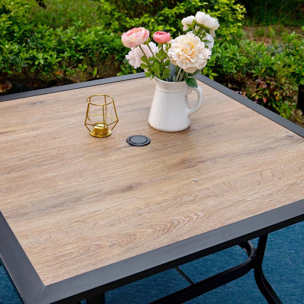 5-Piece Outdoor Patio Dining Set with Textilene Chairs & Wood Grain Table O403537