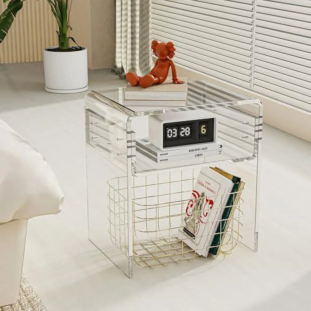 Acrylic Side Table 16" L x 12" W x 18" H Clear Small End Table U934354