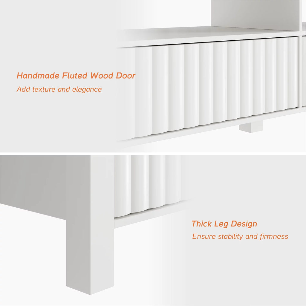 White Electric Fireplace TV Stand up to 80 Inch P5410
