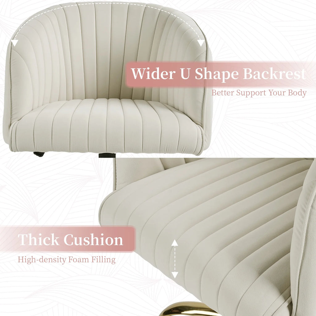 Velvet Swivel Office Chair with Wheels H717383