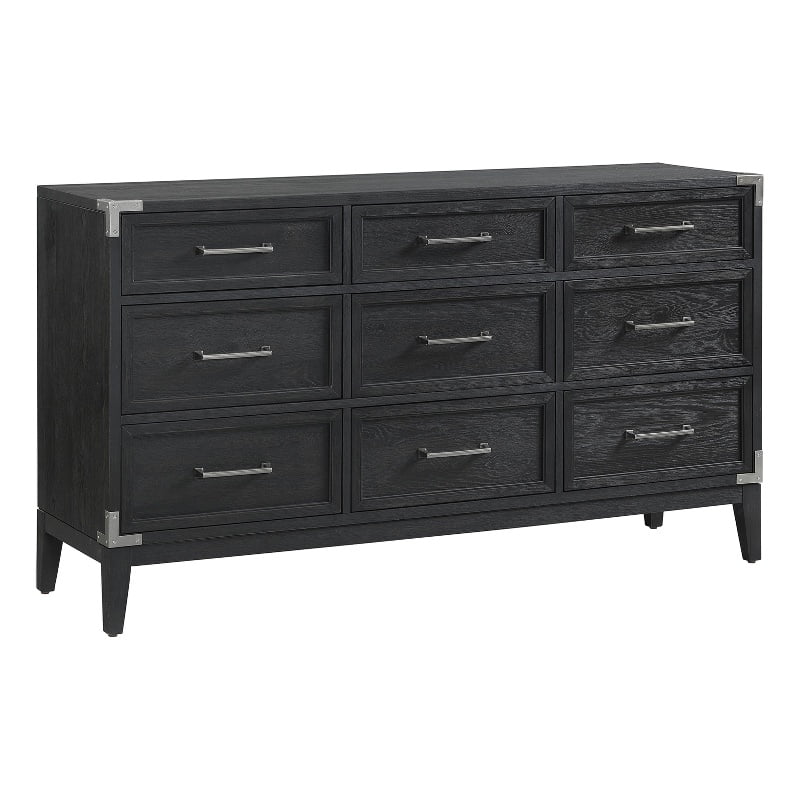Black 9 Drawer Transitional Wood Dresser R27794