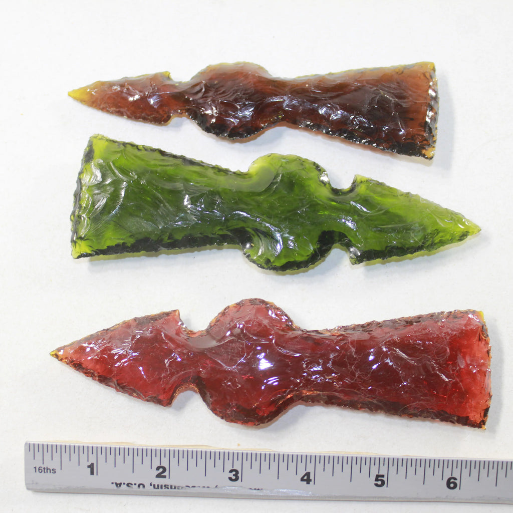 3 Glass Ornamental Tomahawk Heads J626359