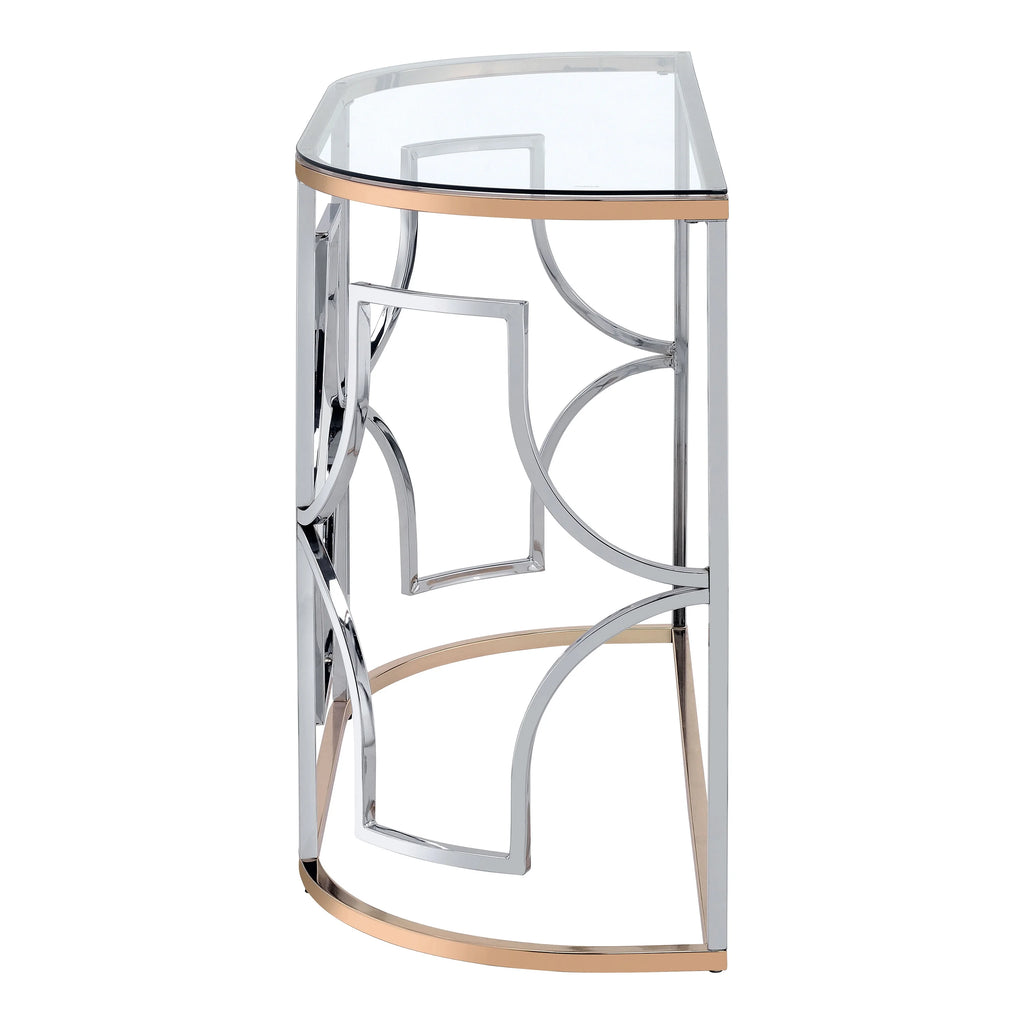 Glass Top Chrome and Gold Sofa Table M4060