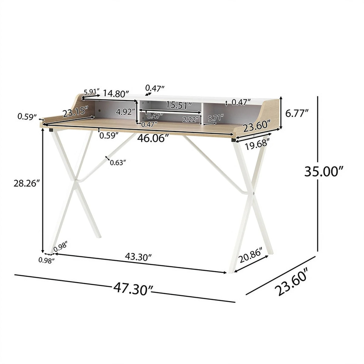 Oak and White Computer Desk I5775