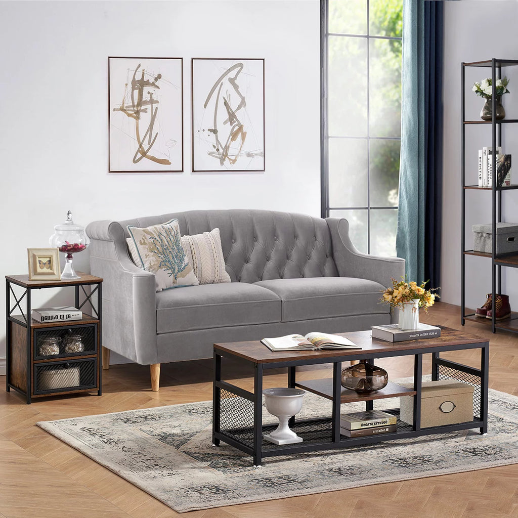 Brown 2 Pieces Coffee Table Set with End Table E730