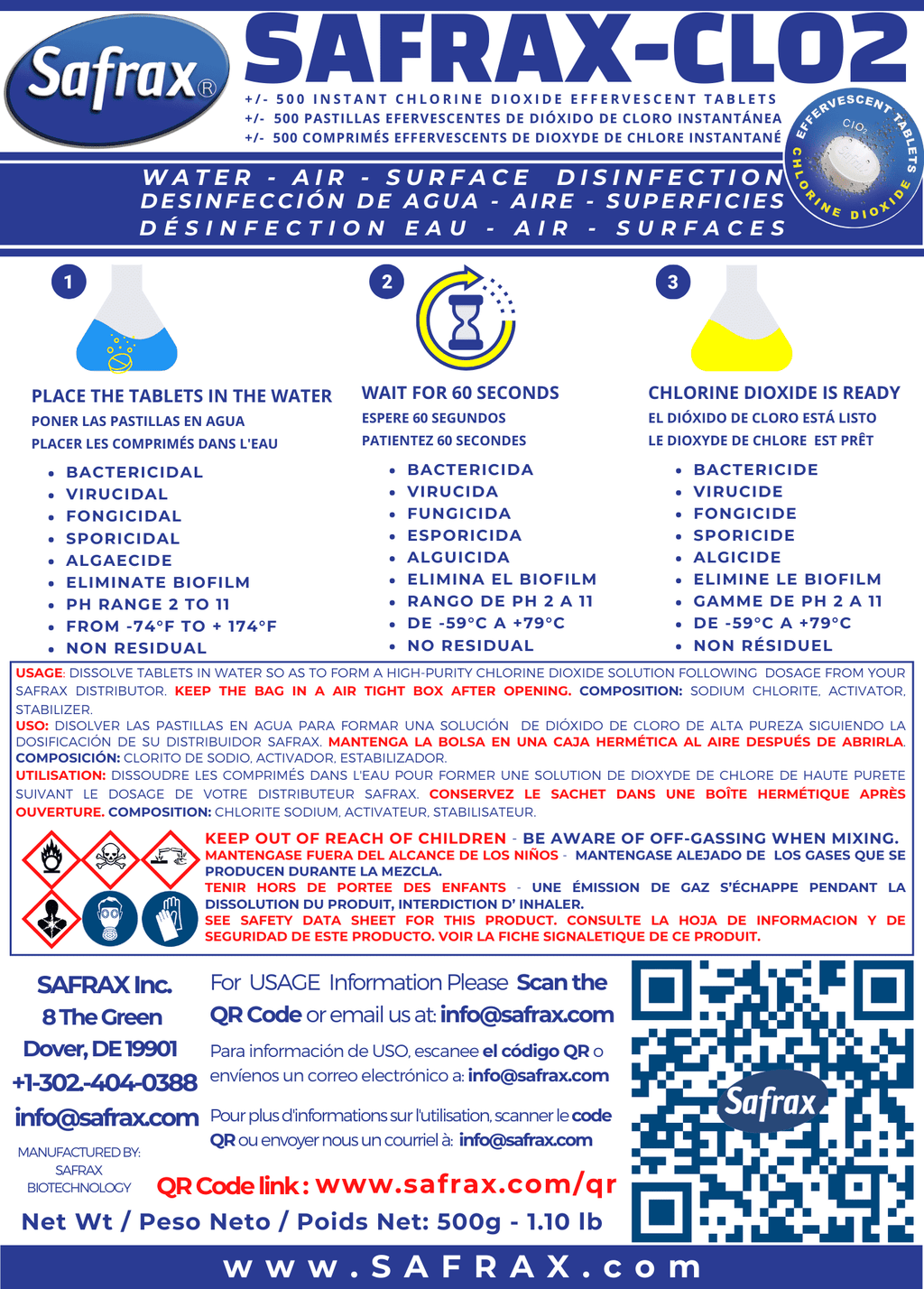 Chlorine Dioxide Odor Eliminating Tablets 500 grams T1218