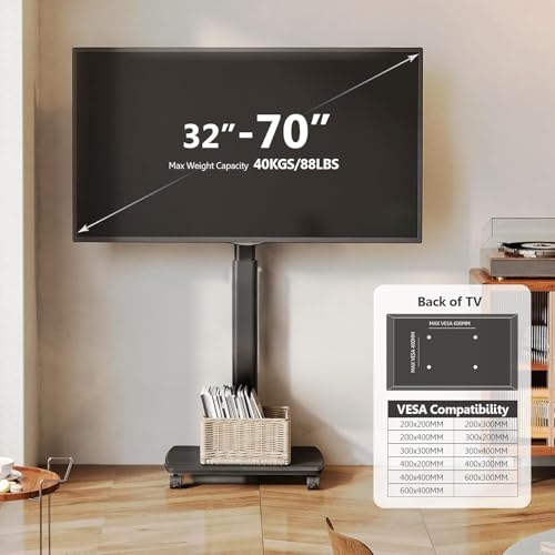 Rolling TV Stand for 32 to 65 Inch TVs with Swivel Mount G122721