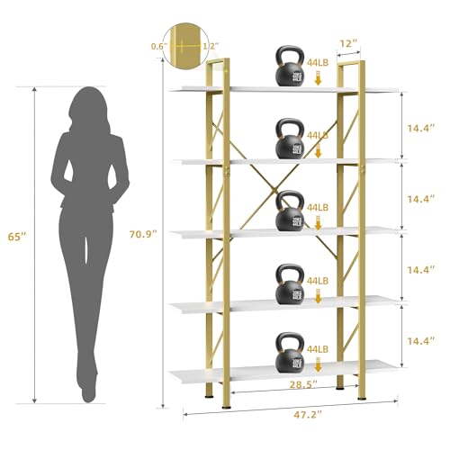 5 Tier Gold Bookshelf W669