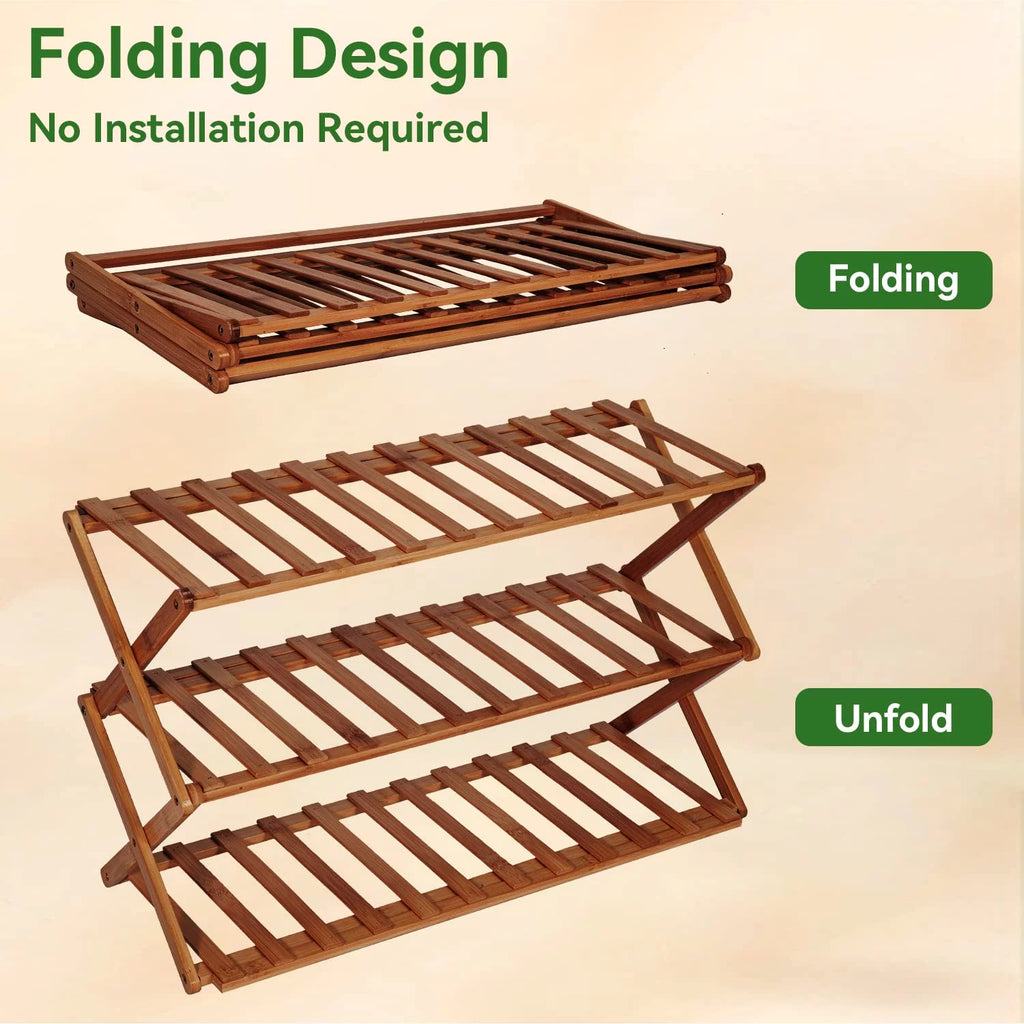Bamboo 4-Tier Folding Shoe Rack E626