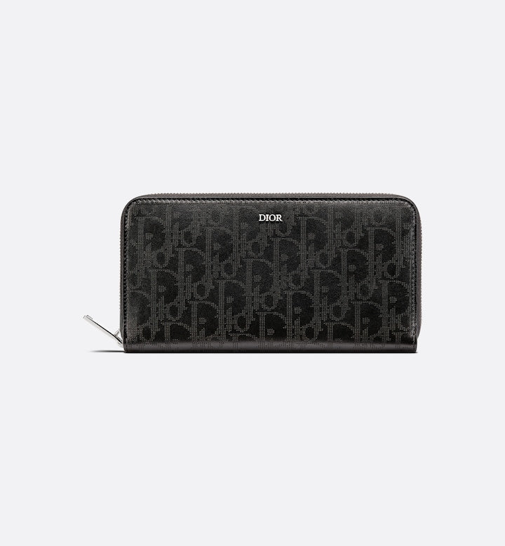 Black Oblique Galaxy Leather Zipped Long Wallet P11383