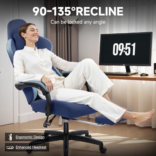 Fabric Gaming Chair with Footrest S781