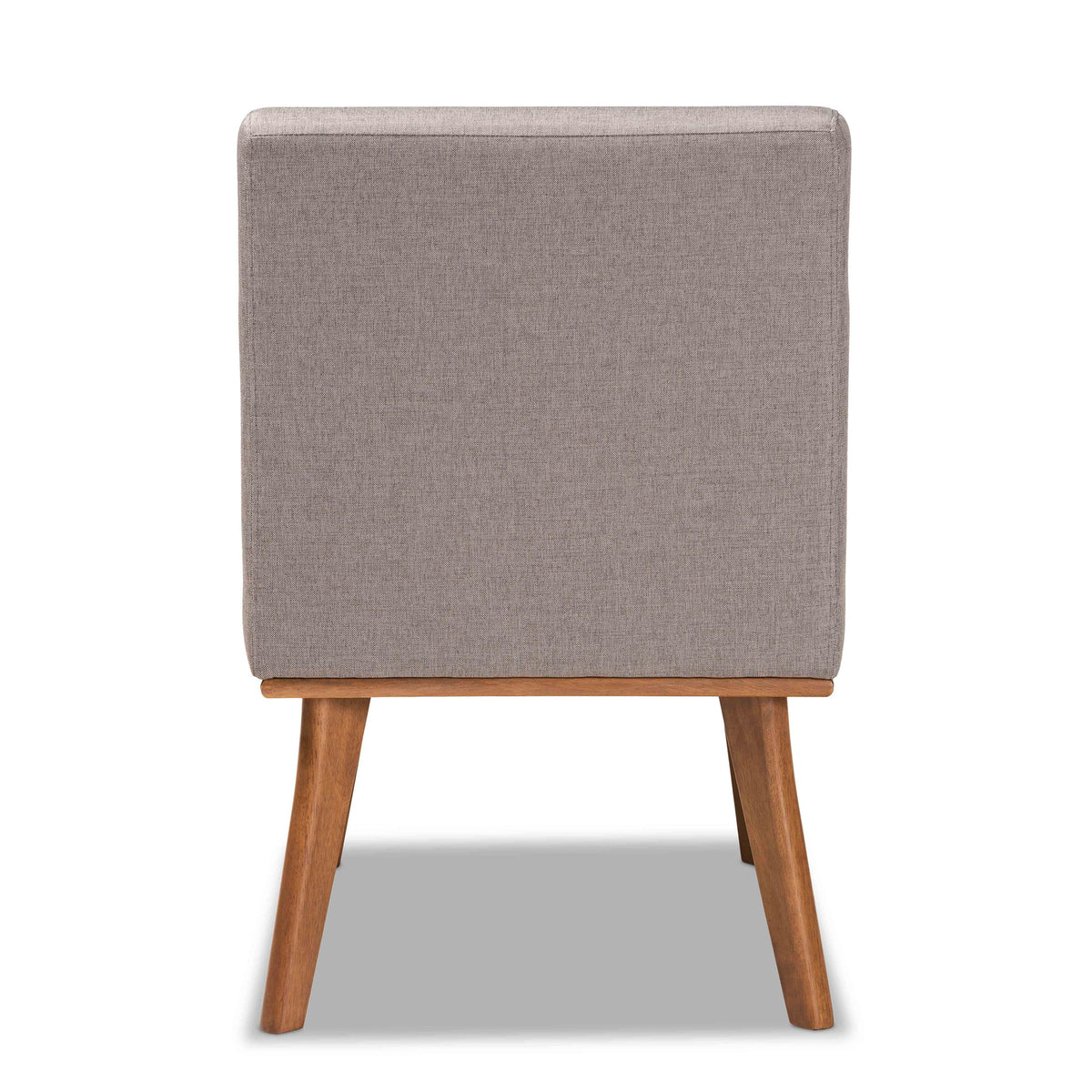 Grey Fabric Upholstered Walnut Brown Wood Dining Chair J862