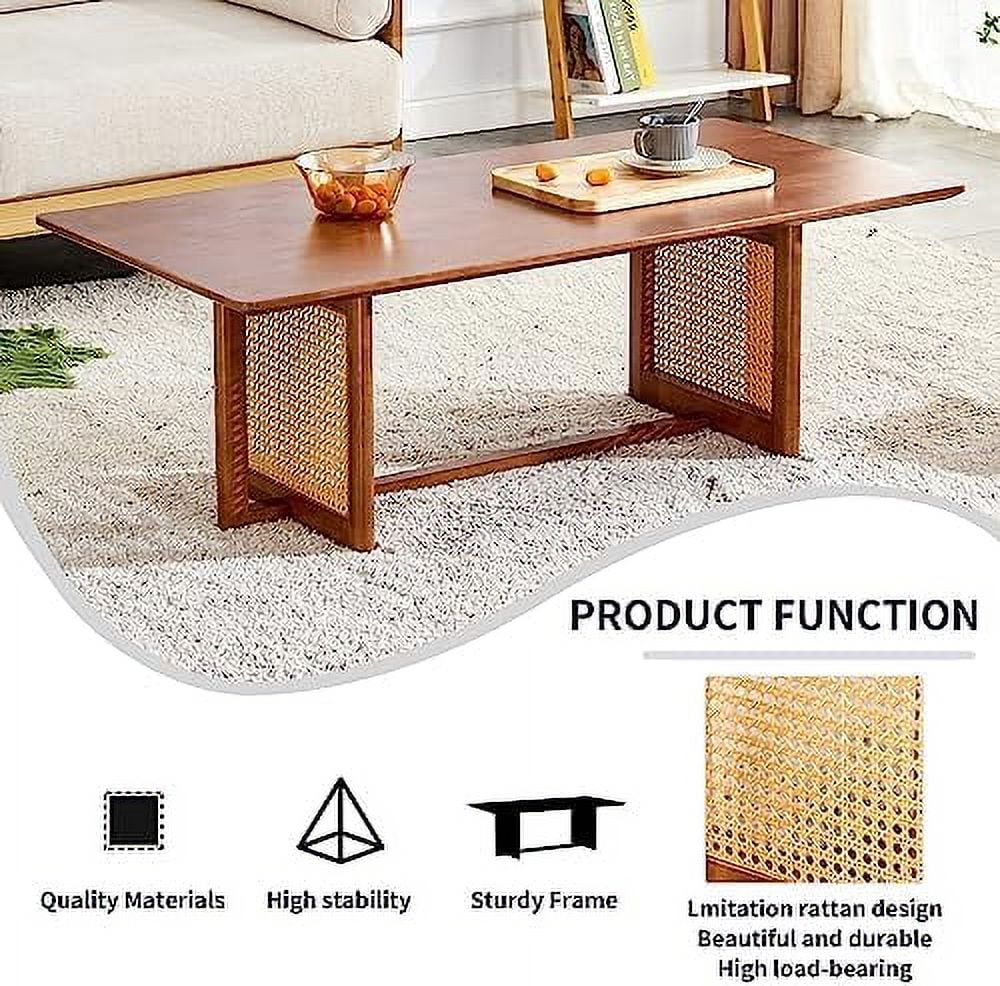 Rectangle Rustic Wood Coffee Table with Metal Legs P669227