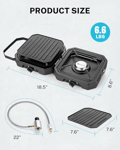 2 Burner Propane Camping Stove with Griddle & Grates D882521