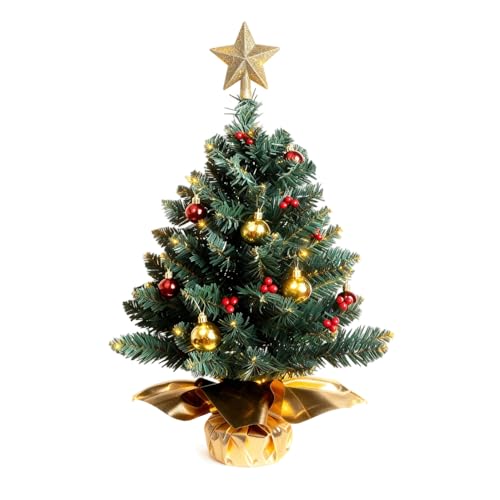 24 Inch Artificial Christmas Tree with LED Lights and Ornaments T21419