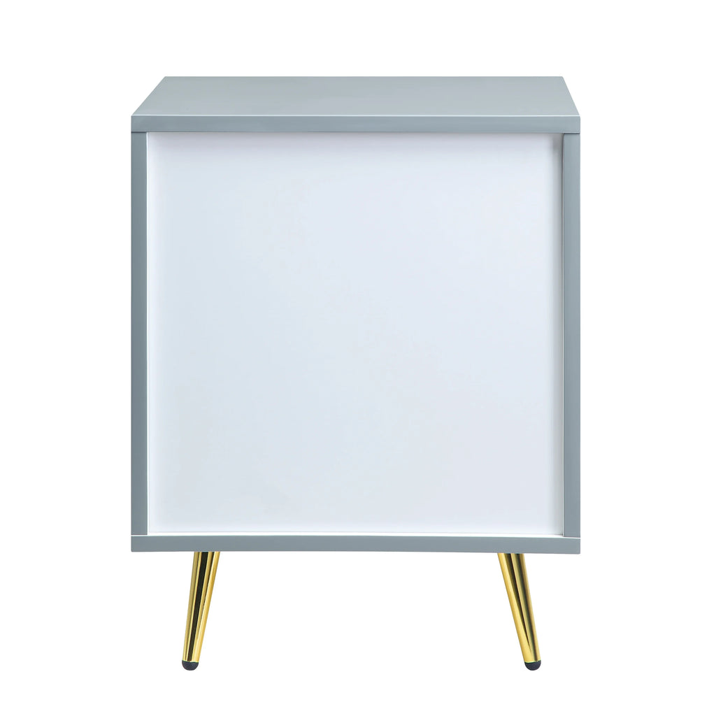 Gray High Gloss 2 Drawer Nightstand P458