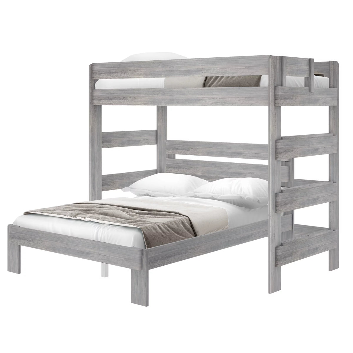 Solid Wood Twin over Queen L-Shaped Bunk Bed V646
