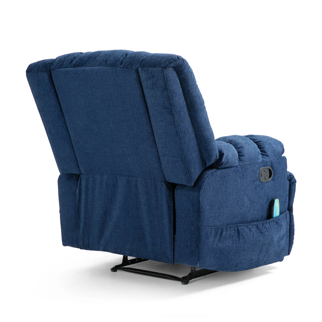 Navy Blue Fabric Tufted Recliner F2789