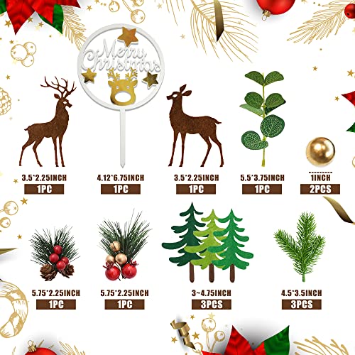 14PCS Christmas Cake Topper Gold M36021