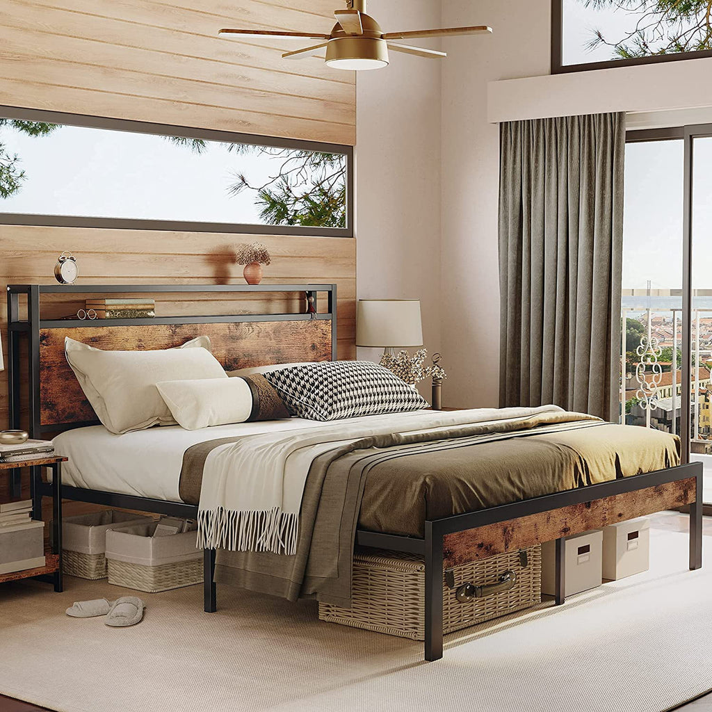 Queen Bed Frame with Industrial Headboard P9411