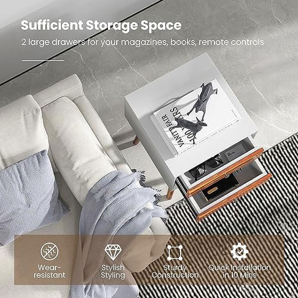 Natural 2 Drawer Wooden Nightstand B9632