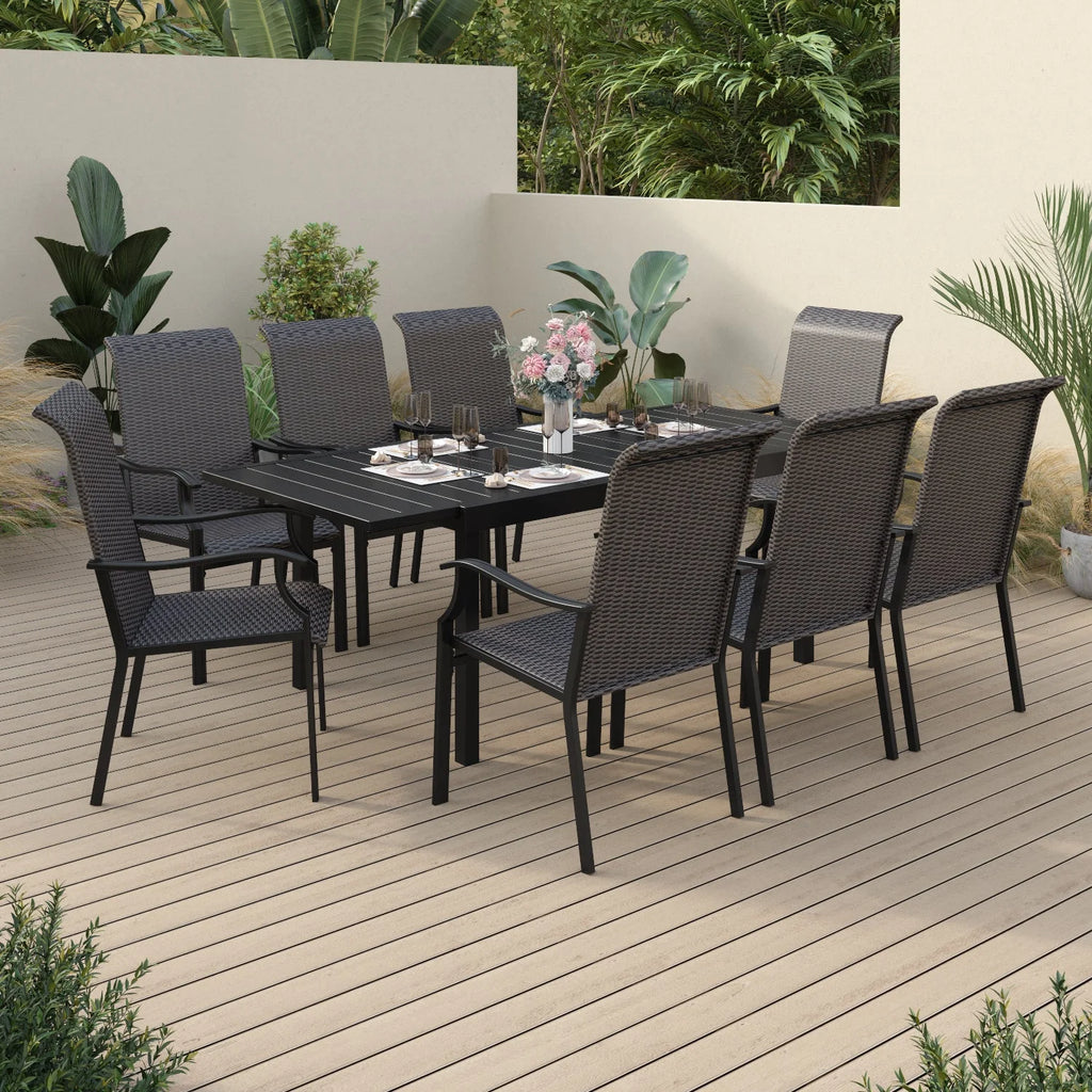 9 Pieces Wicker Rattan Outdoor Patio Dining Set J506243