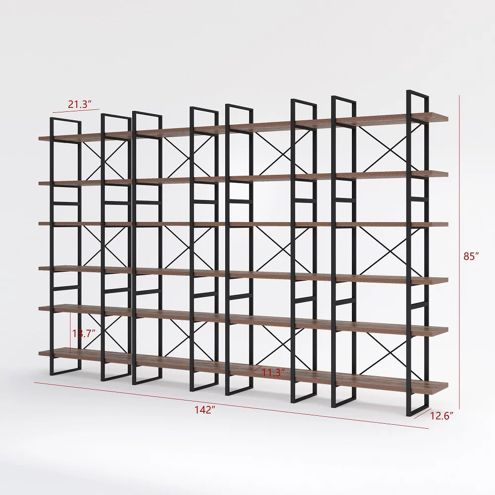Antique Walnut 6 Tiers Display and Storage Bookcase P654281