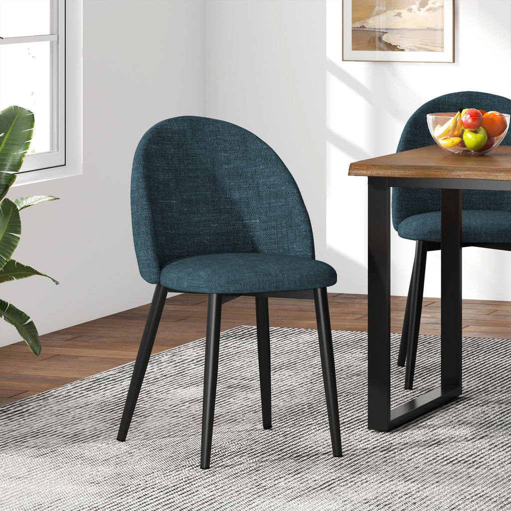Green Linen Fabric Dining Chairs Set of 2 W9459