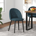 Green Linen Fabric Dining Chairs Set of 2 W9459